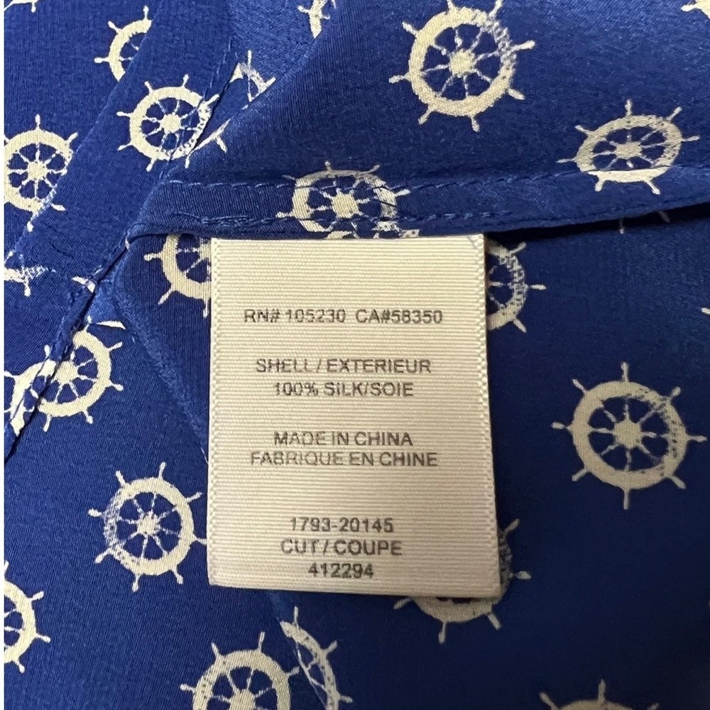 Joie Top Size S Blue White Sleeveless Tank Coastal Nautical Vacationcore Silk - Picture 6 of 8